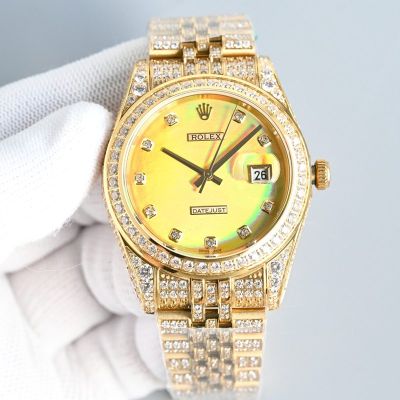 Rolex Datejust replica with sapphire crystal Imported Mechanical Movement 2300 AAA Zircons 41mm Diamond Gold Watch